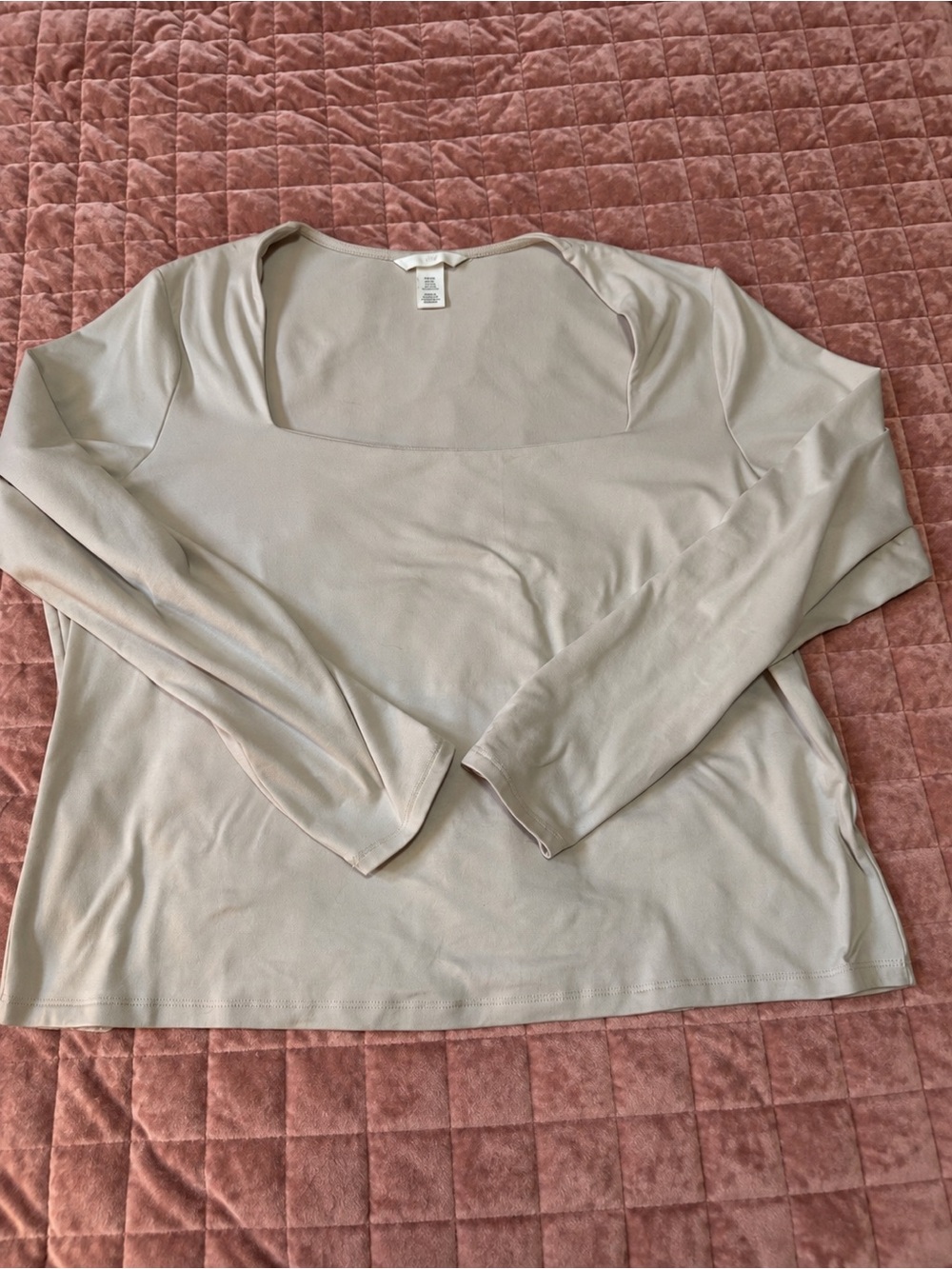 H&M Beige Square Neck Long Sleeve Stretch Jersey Top XXL